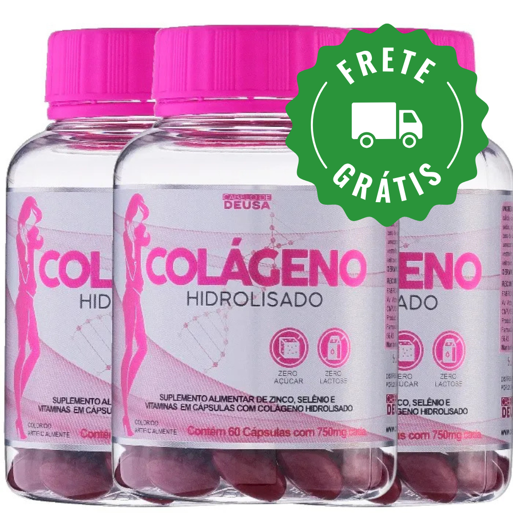 3 potes de colágeno hidrolisado marca Deusa Suplementos
