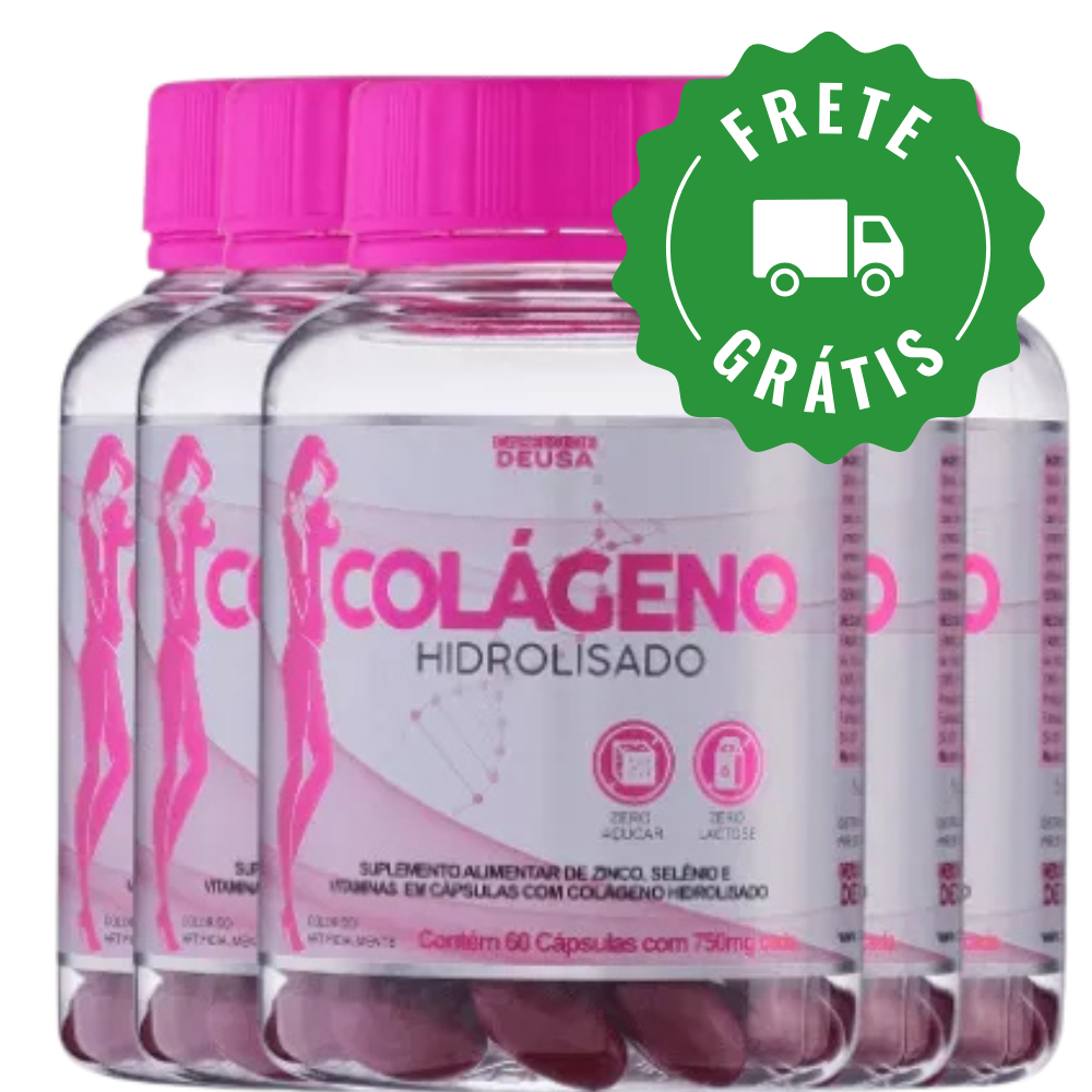 5 potes de suplemento de colágeno hidrolisado deusa suplementos