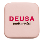 Mini porta joias rosa com logo deusa suplementos